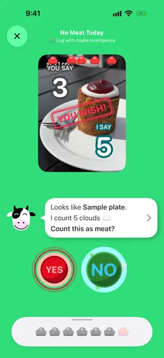 A scanned plate in No Meat Today: the photo, the guess game and the clouds its carbon footprint makes
