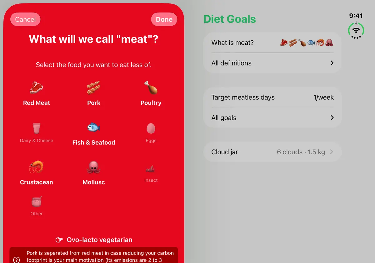 No Meat Today Diet picker, iPhone Duo Book landscape