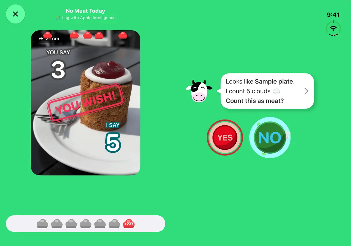No Meat Today Meal scanning, iPhone Duo Book landscape
