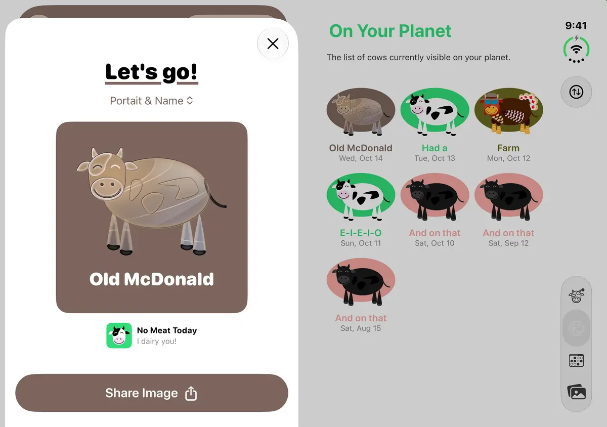 No Meat Today Share-card editor, iPhone Duo Book landscape