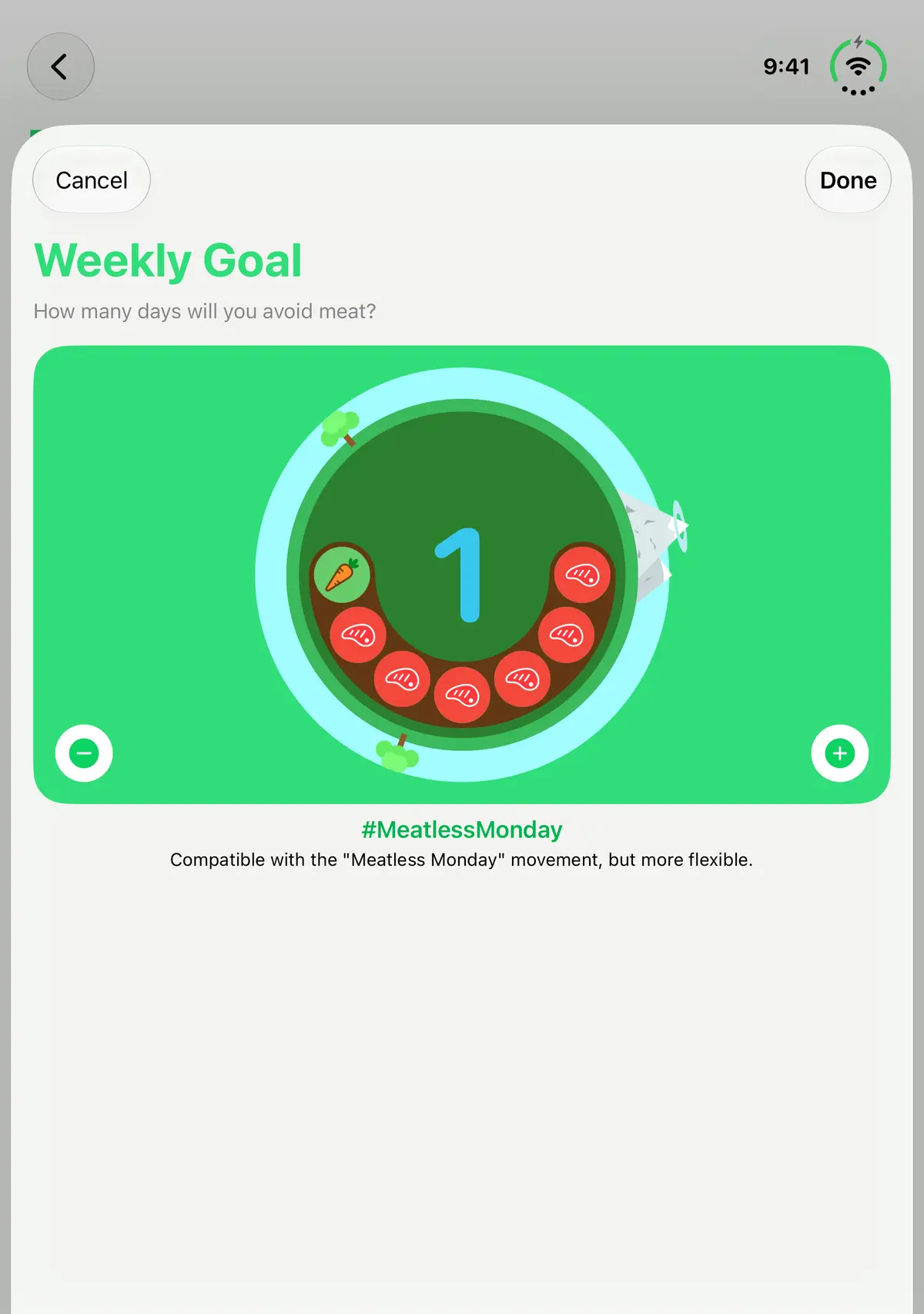 No Meat Today Weekly goal, iPhone Duo Book portrait