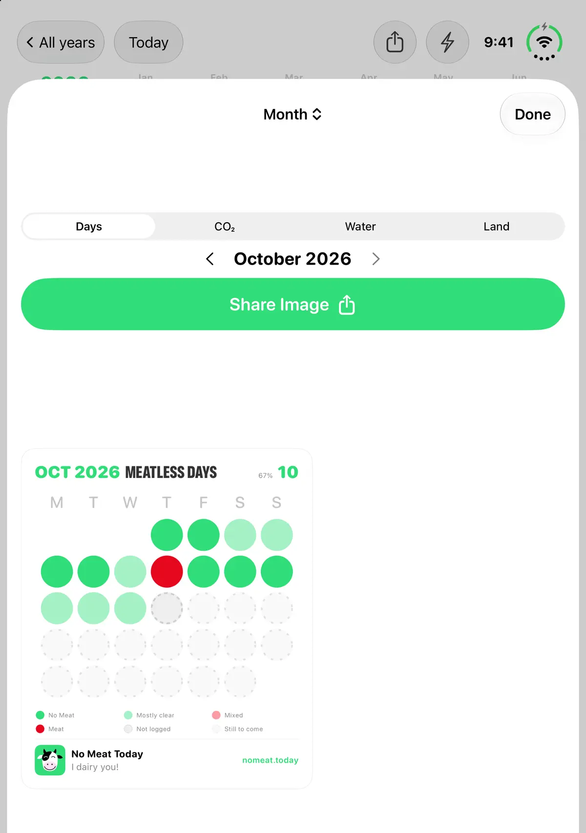 No Meat Today Year overview sheet, iPhone Duo Book portrait