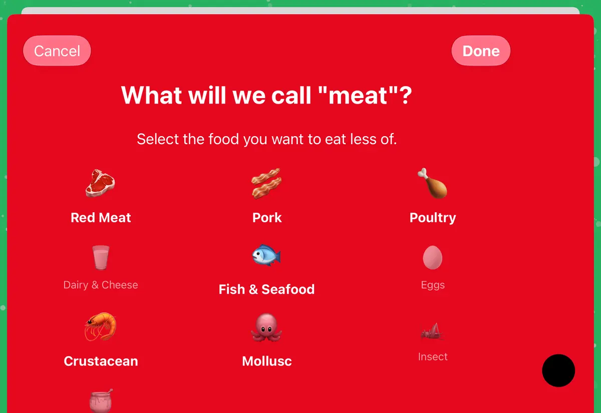No Meat Today Diet picker, iPhone Duo Front landscape