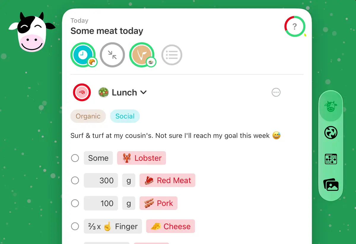 No Meat Today Meal editor, iPhone Duo Front landscape