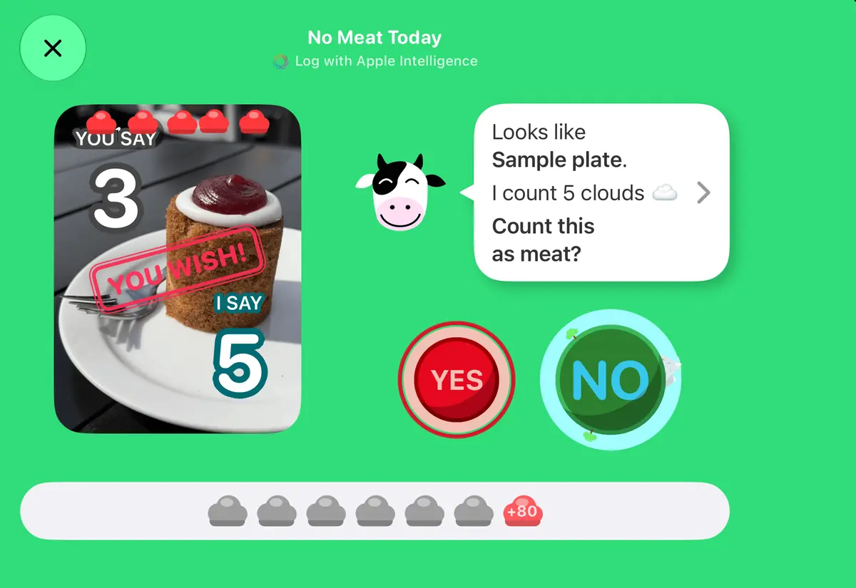 No Meat Today Meal scanning, iPhone Duo Front landscape