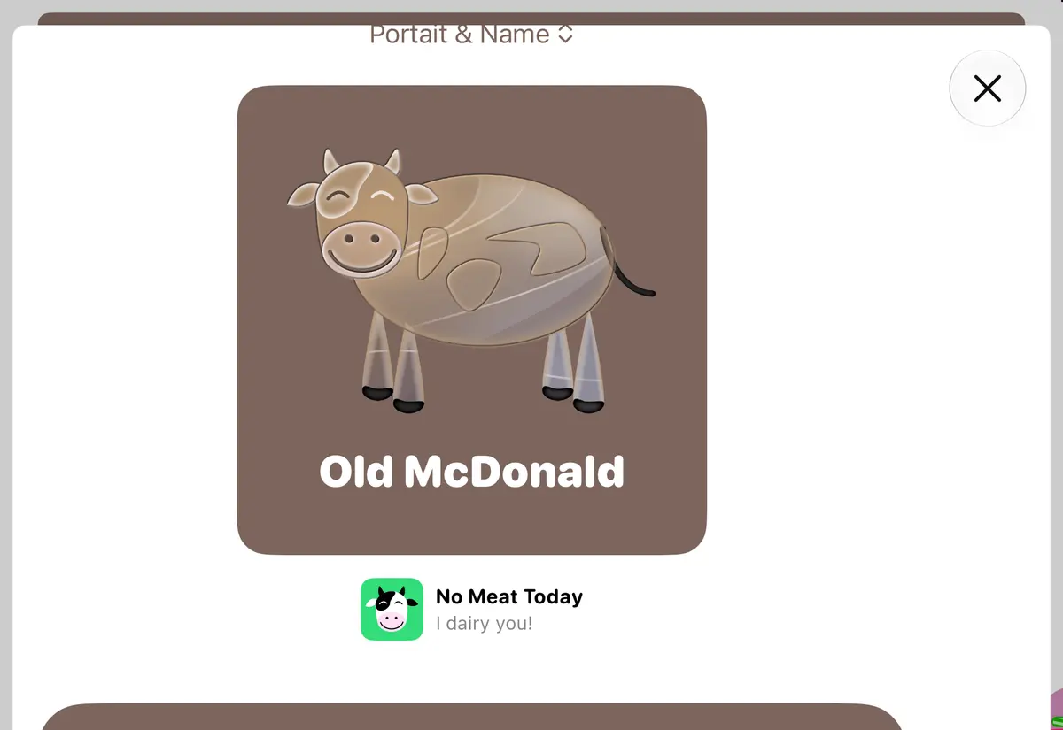 No Meat Today Share-card editor, iPhone Duo Front landscape