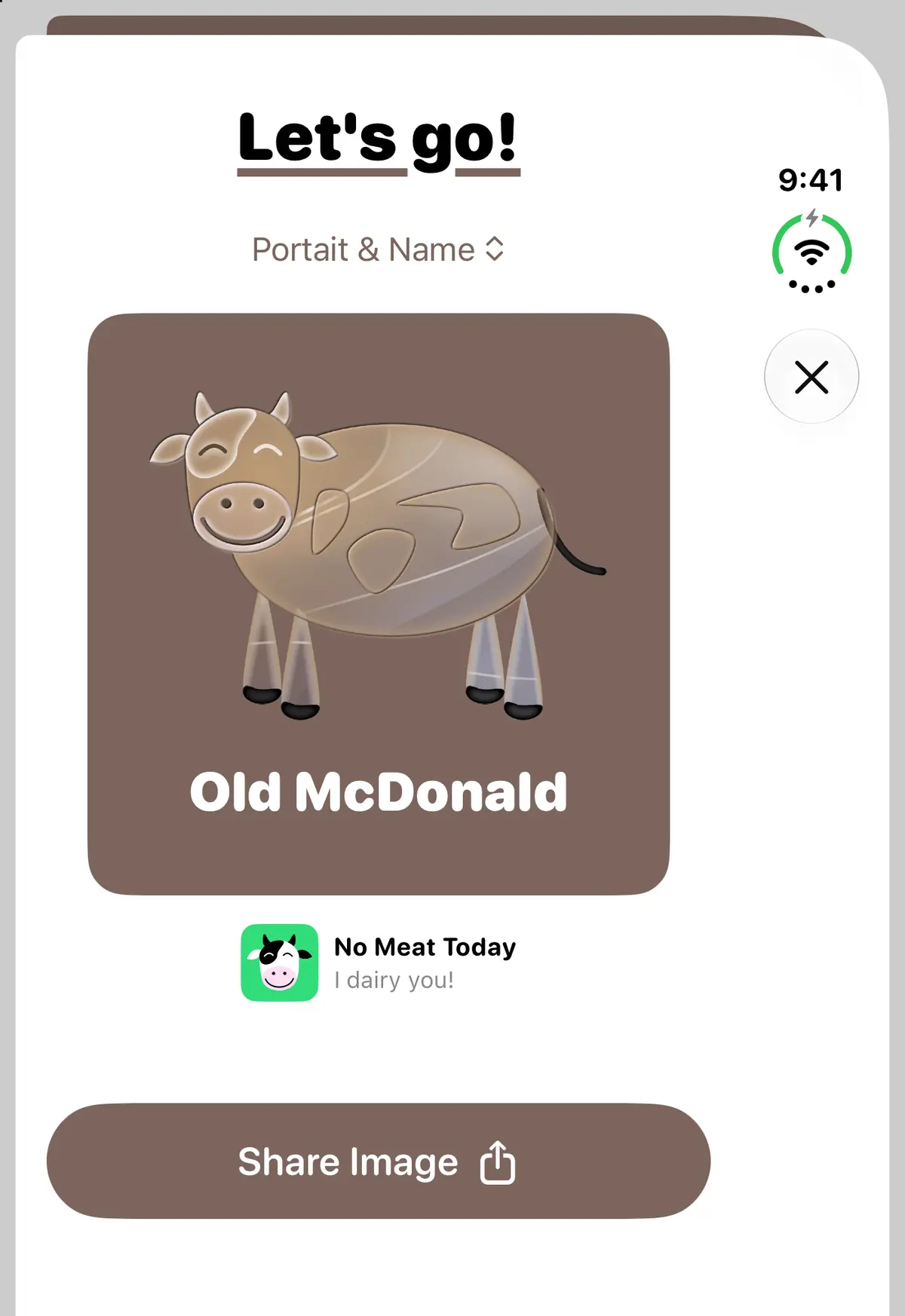 No Meat Today Share-card editor, iPhone Duo Front portrait