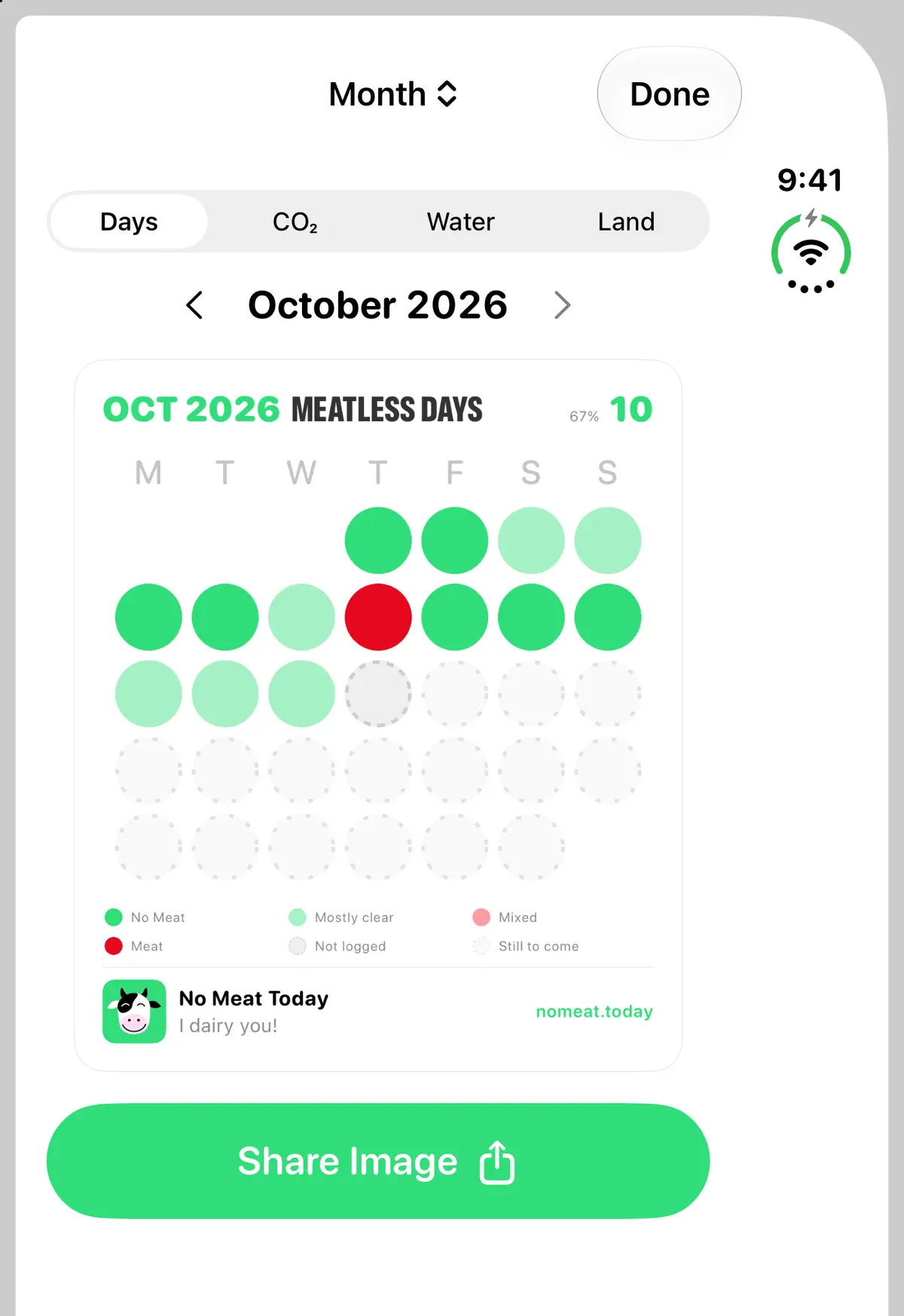 No Meat Today Year overview sheet, iPhone Duo Front portrait