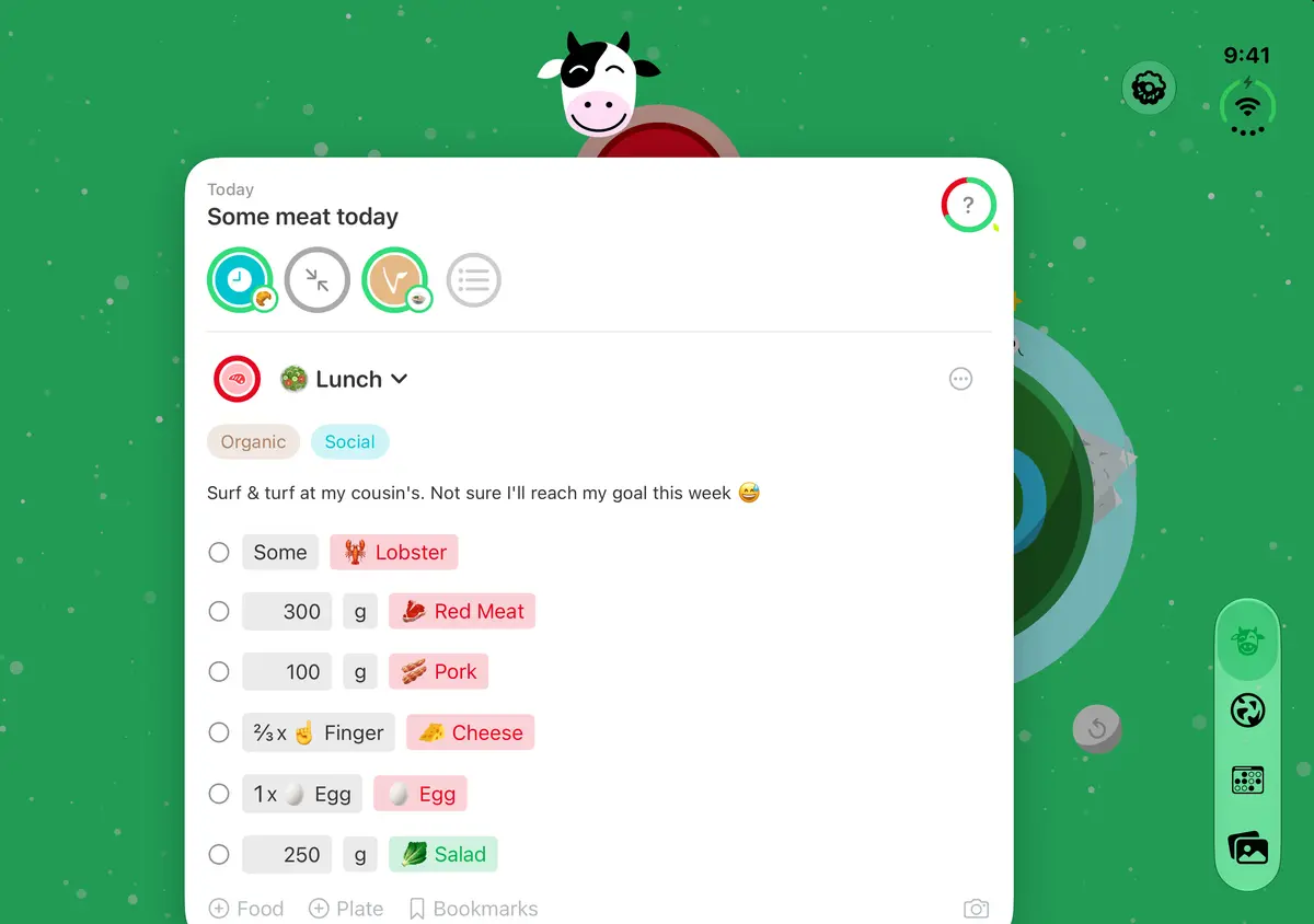 No Meat Today Meal editor, iPhone Duo Open landscape