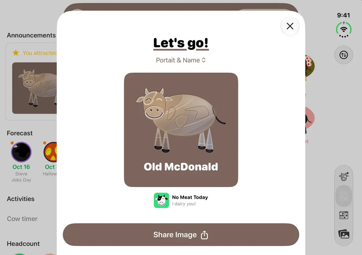 No Meat Today Share-card editor, iPhone Duo Open landscape