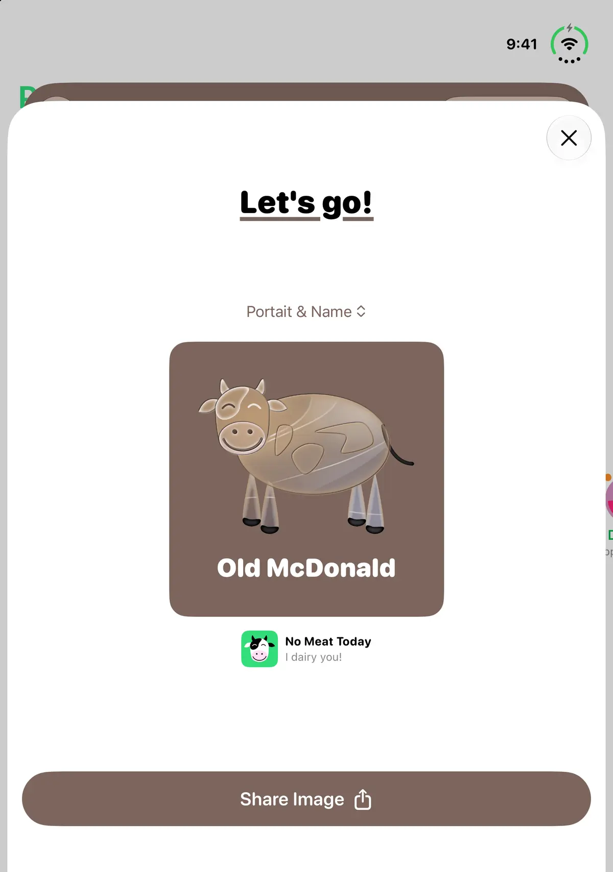 No Meat Today Share-card editor, iPhone Duo Open portrait