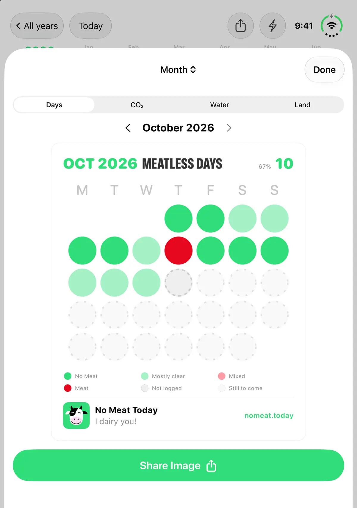 No Meat Today Year overview sheet, iPhone Duo Open portrait