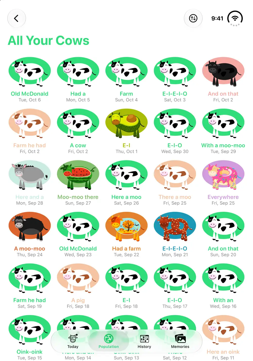 iPhone Duo, fully open: All Your Cows, the population grid