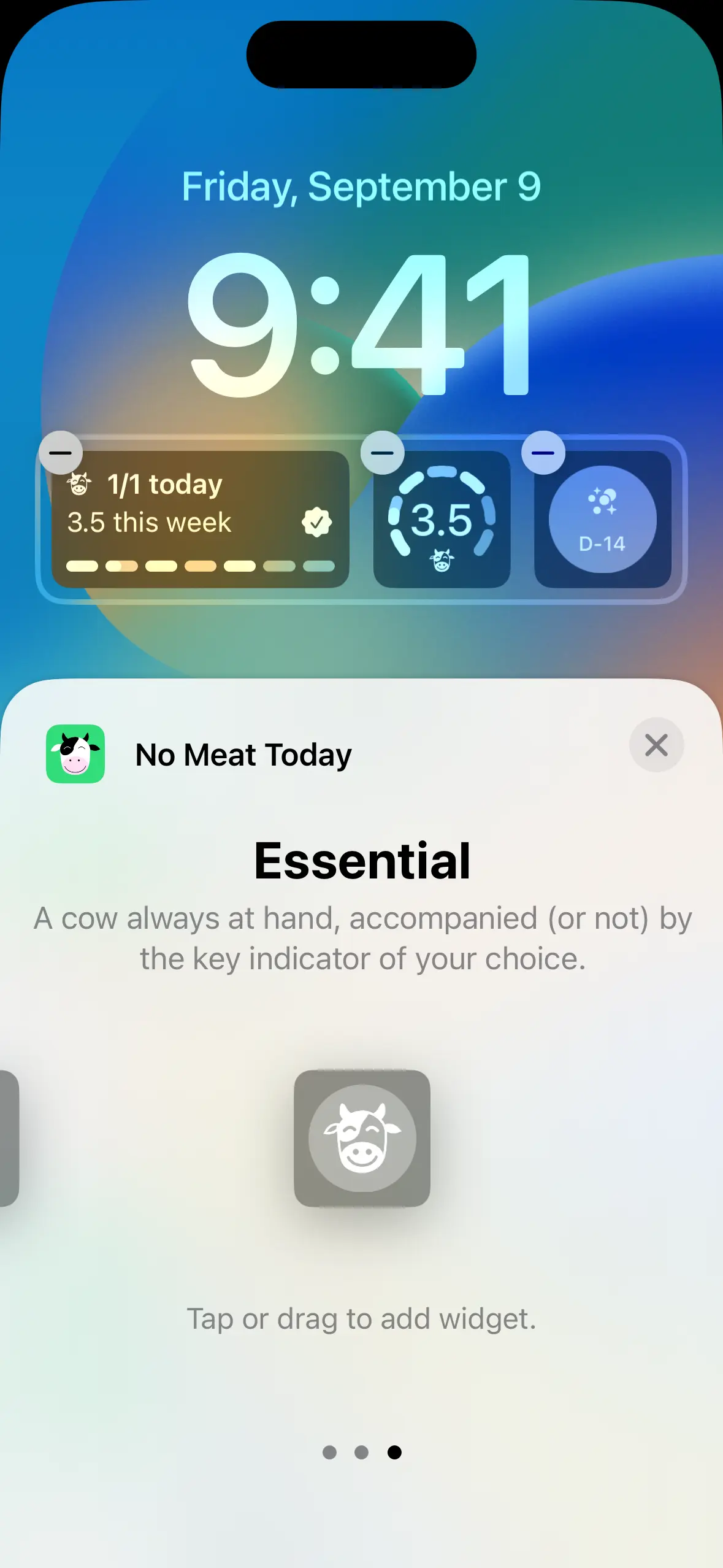 No Meat Today — Lock Screen Widgets