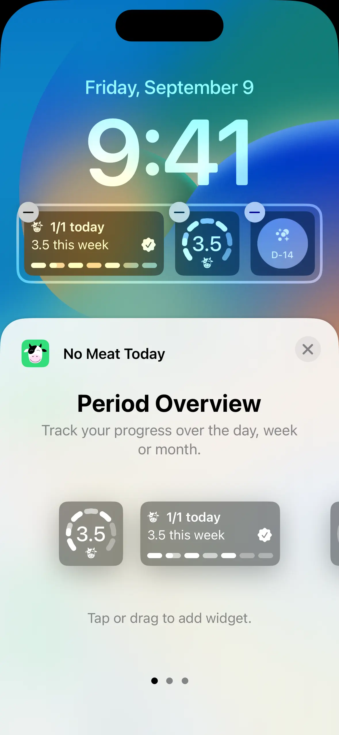 No Meat Today — Lock Screen Widgets
