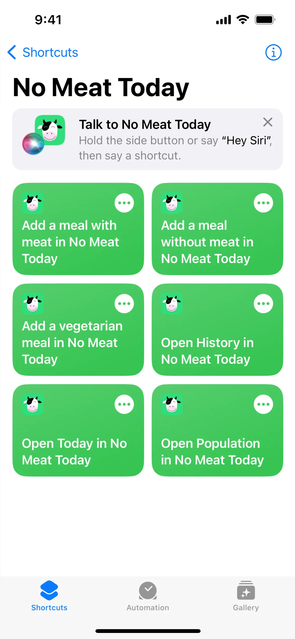 No Meat Today — Shortcuts