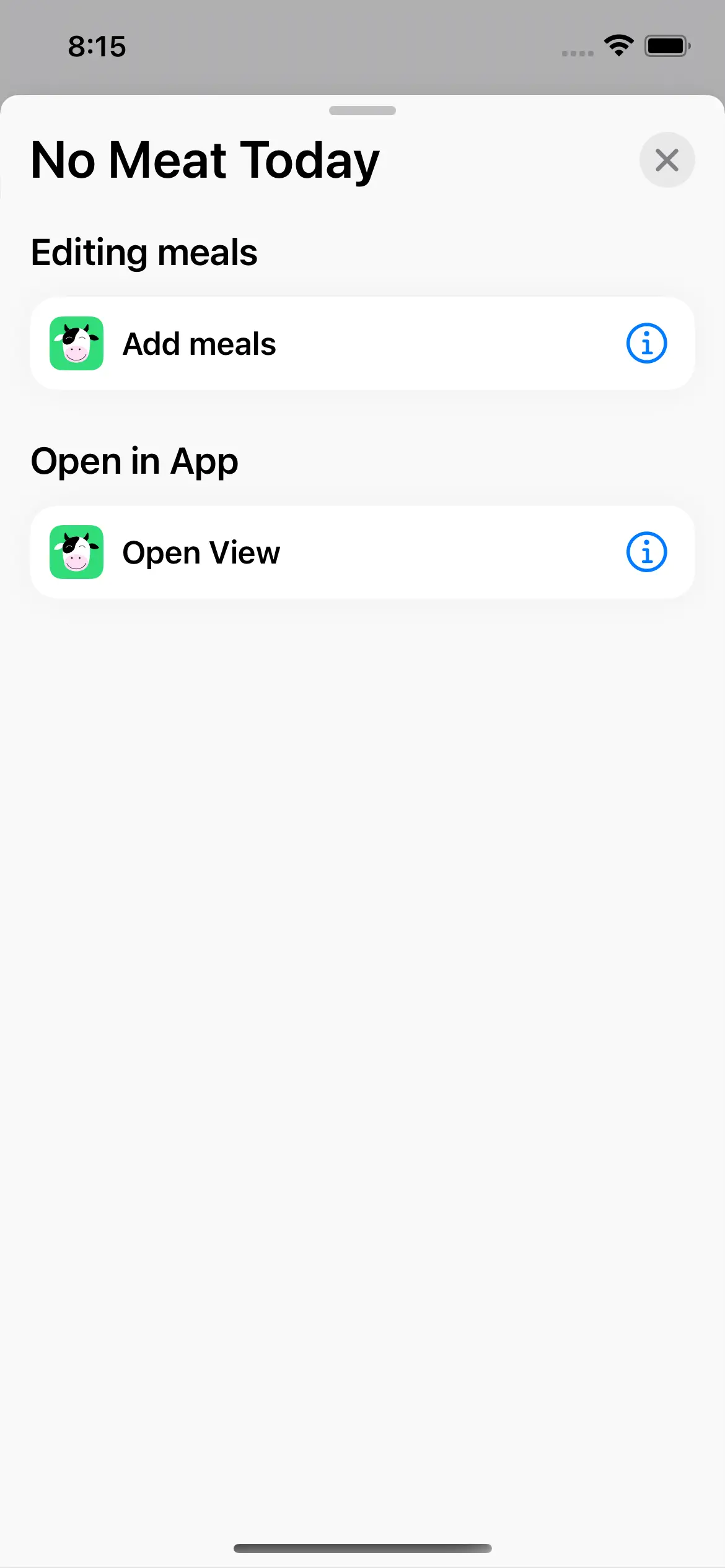 No Meat Today — Shortcuts