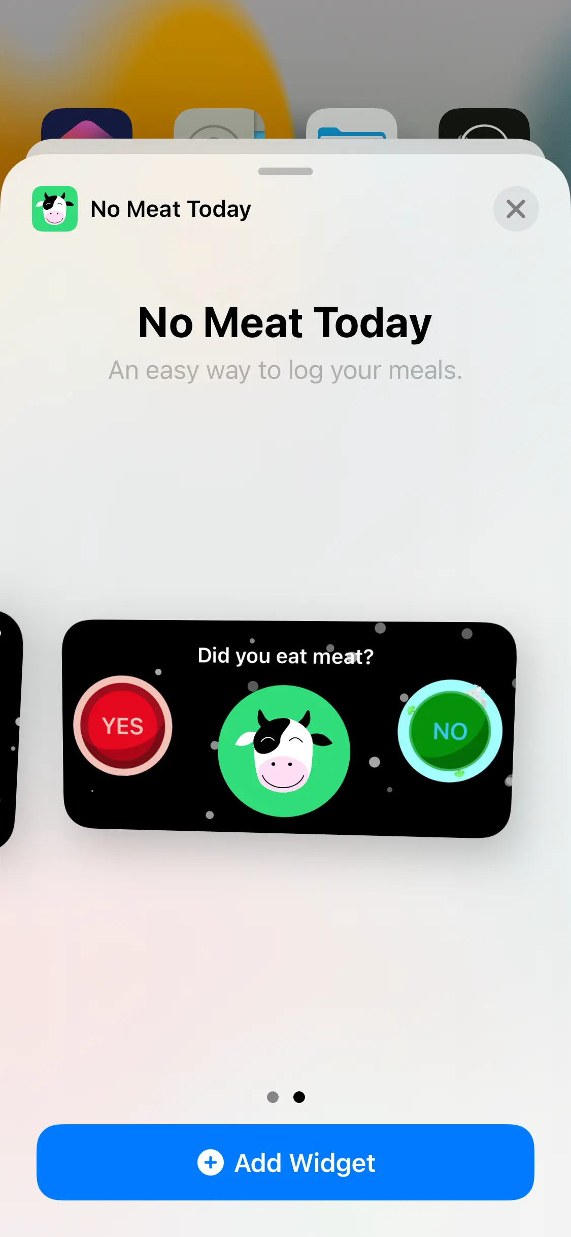 No Meat Today — Widgets