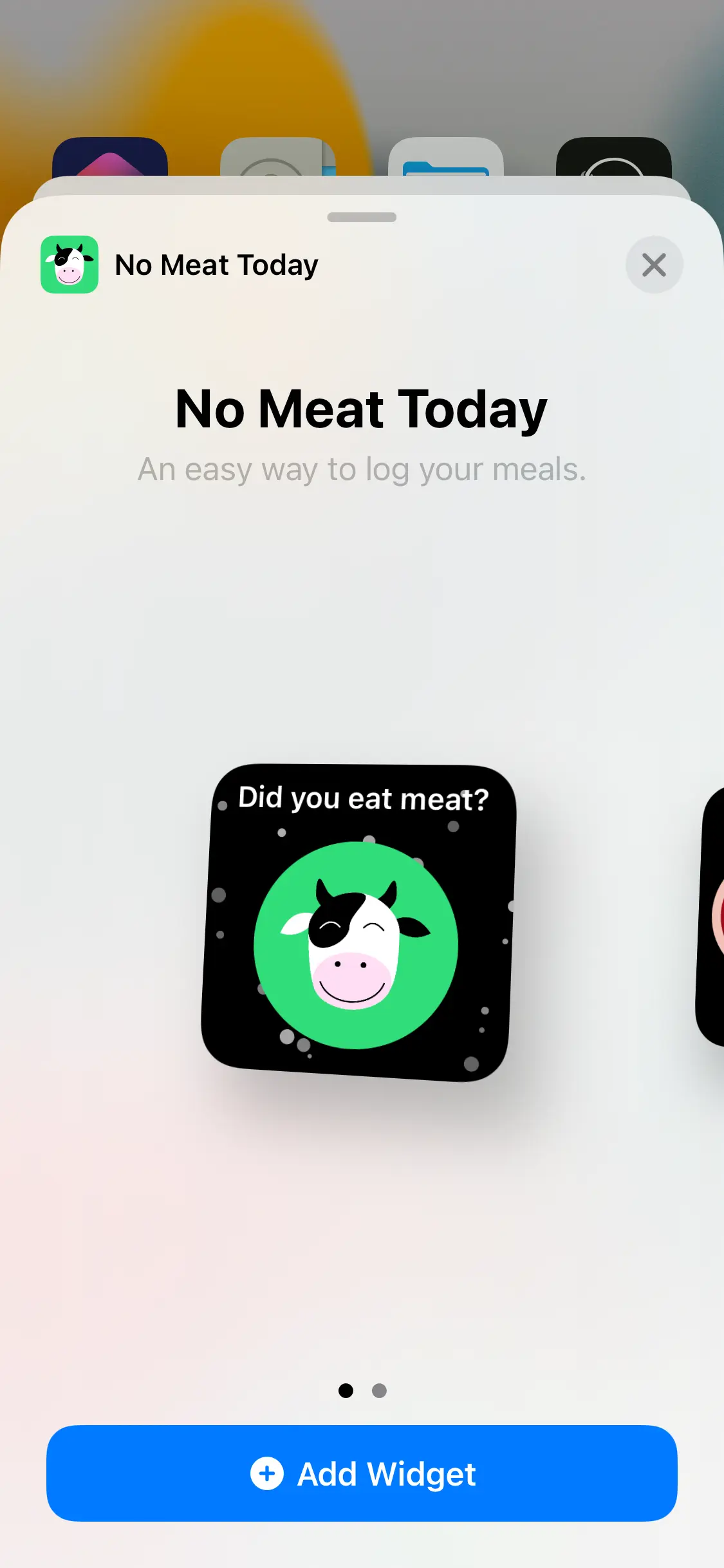 No Meat Today — Widgets